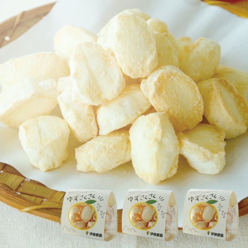 ゆずあられ｜ゆず果汁を使用したゆずあられ、ゆずさくさくのお取り寄せ