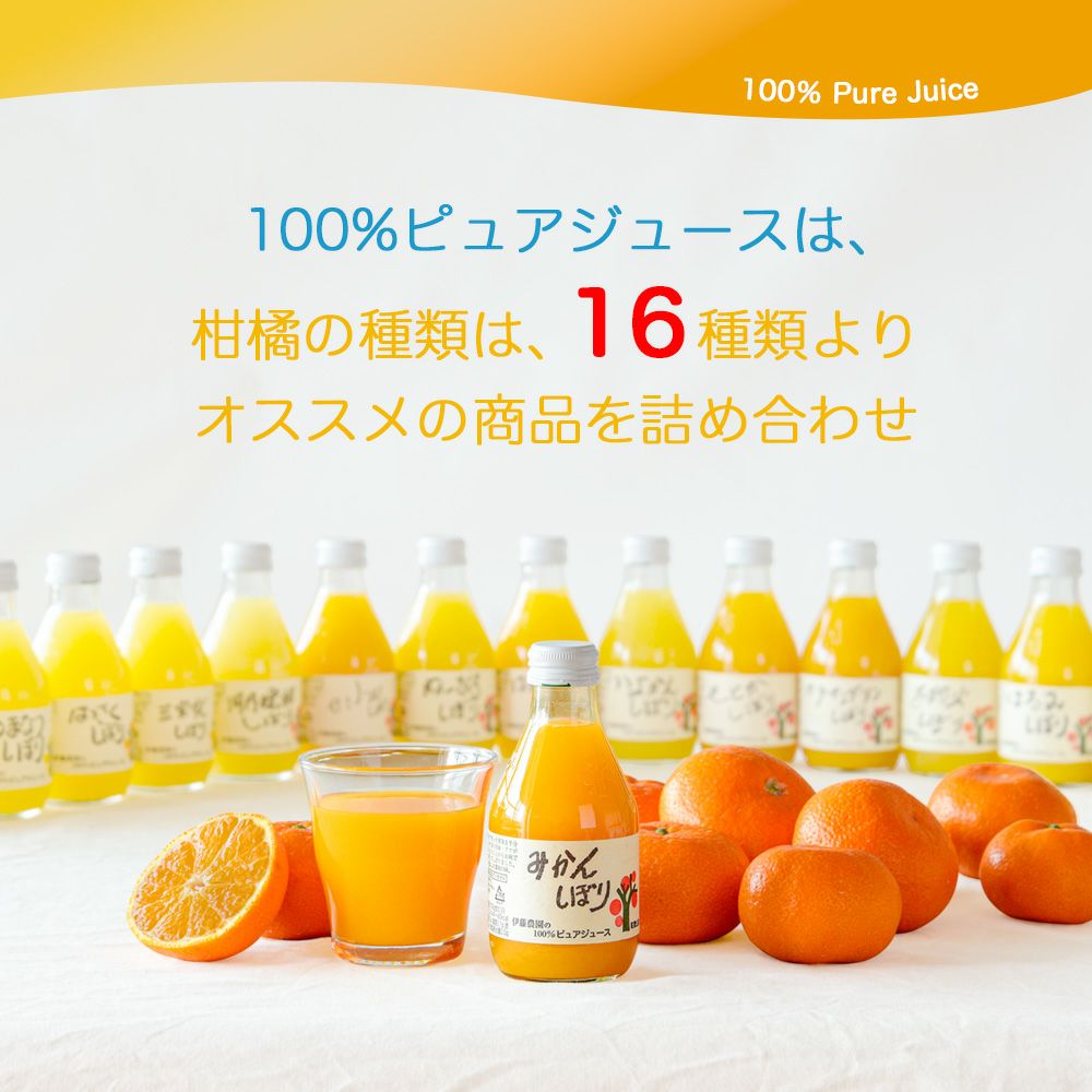 100%ピュアジュース 180ml(みかんジュースオススメセット)×10本