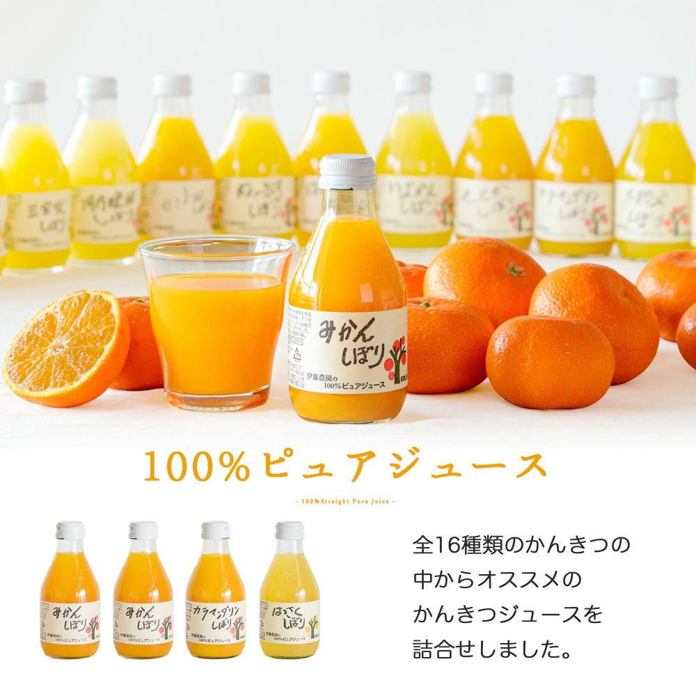 100%ピュアジュース 180ml(みかんジュースオススメセット)×10本