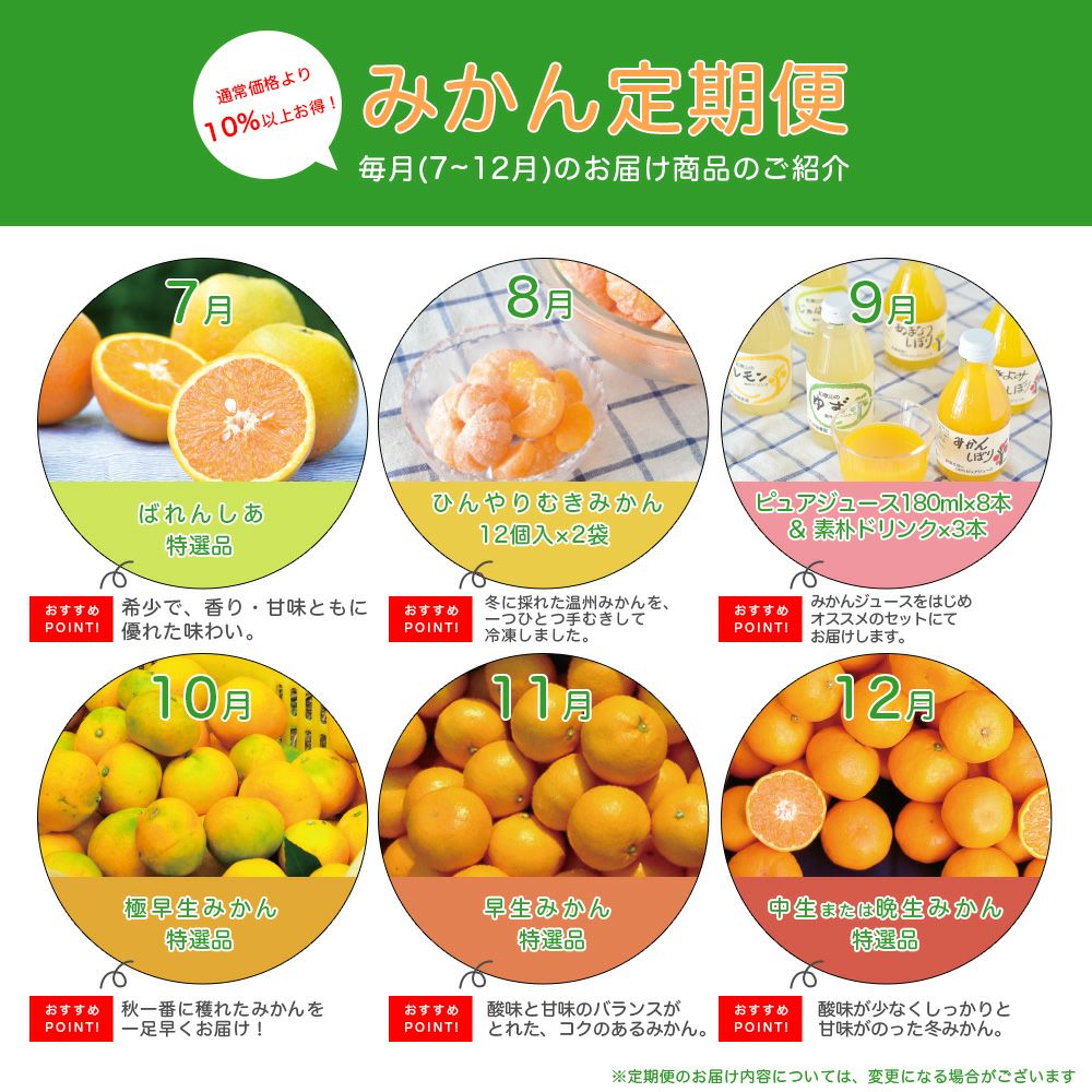 【送料無料】みかん・柑橘の定期便(通常 レギュラーコース)