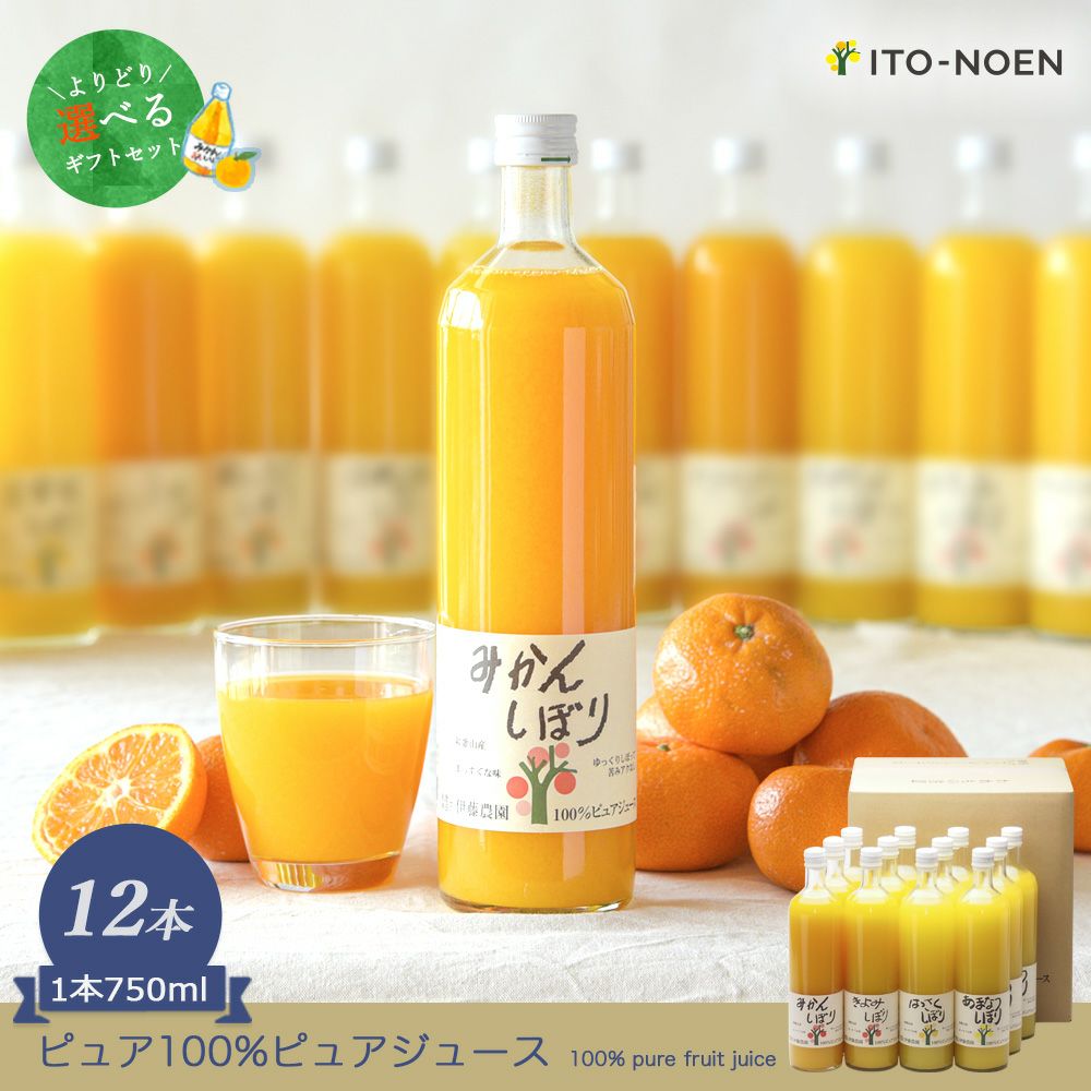 【よりどり選べるギフト】100%ピュアジュース750ml(みかんジュース他14種)×12本セット