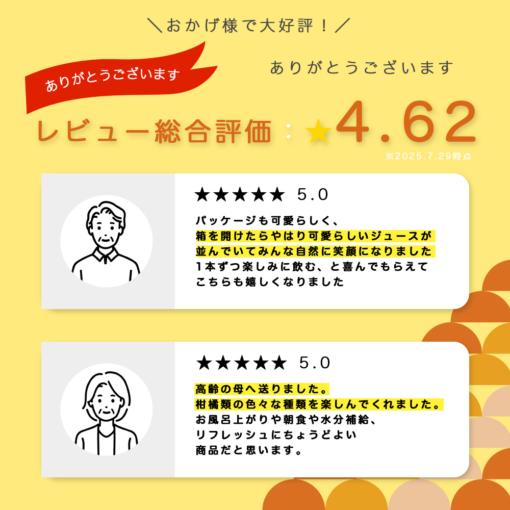 【母の日ギフト】100%ピュアジュース 180ml(みかんジュース他オススメセット)×8本