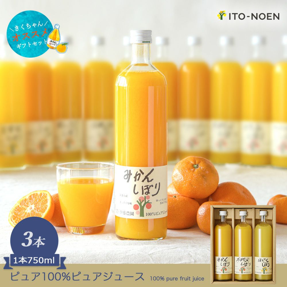 100%ピュアジュース750ml (みかんジュース他オススメセット)×3本セット