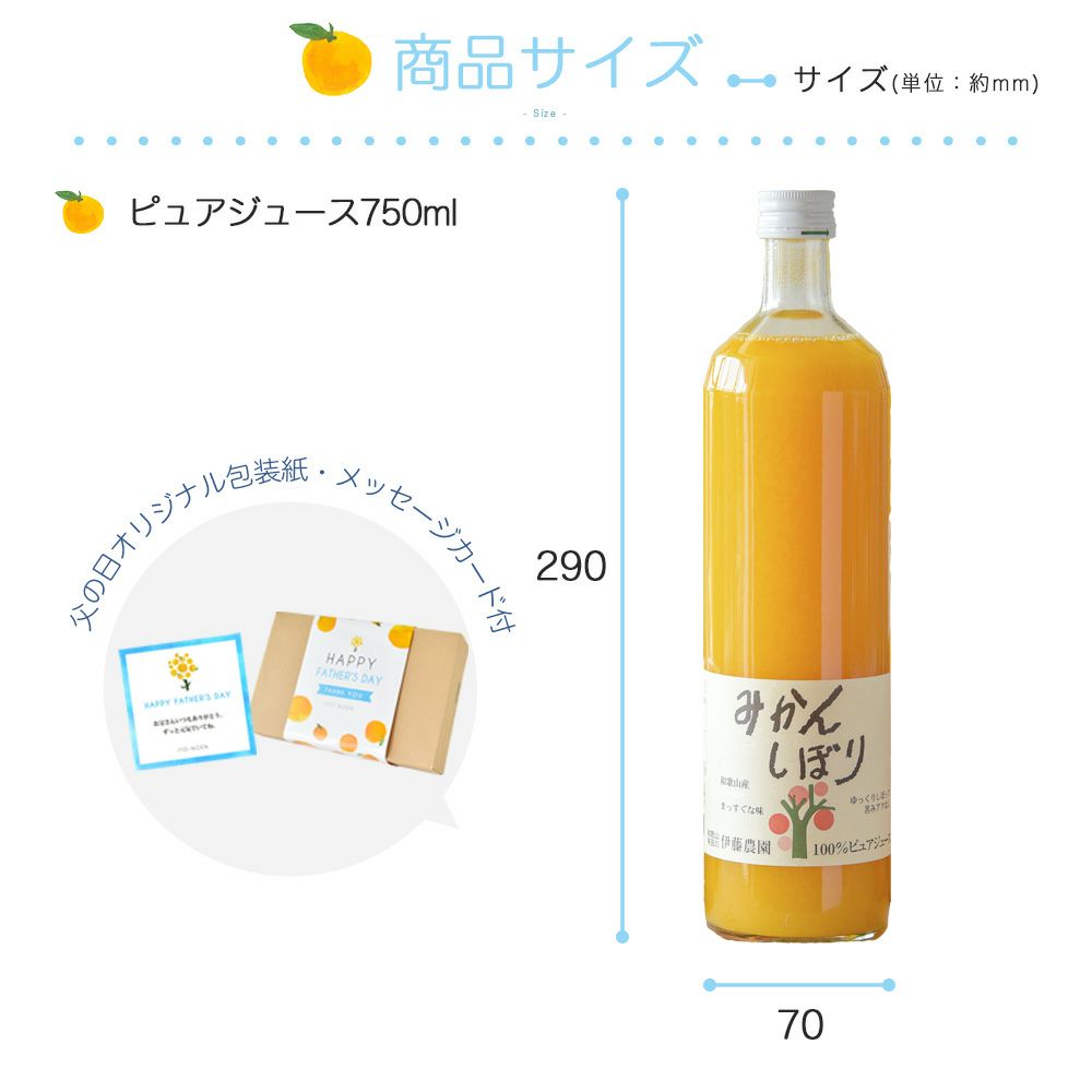【父の日プレゼント・ギフト2024】100%ピュアジュース750ml (みかんジュース他オススメセット)×3本セット