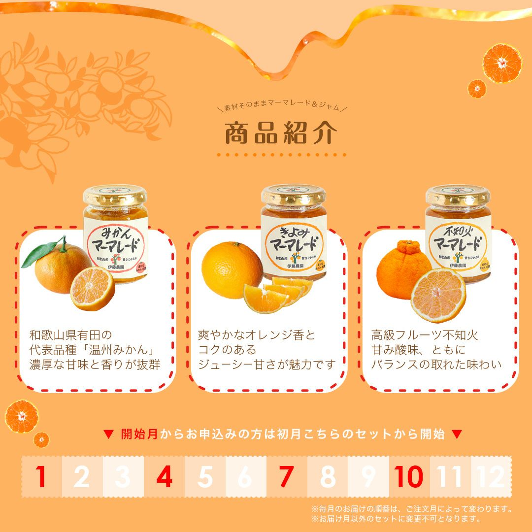 【3ヶ月お試し定期便】マーマレード&ジャム×3個入り(毎月3種類お届け♪全9種類が味わえる定期便)