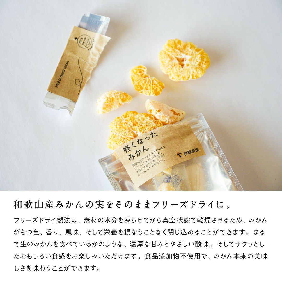 みかん果実のフリーズドライ(軽くなったみかん)